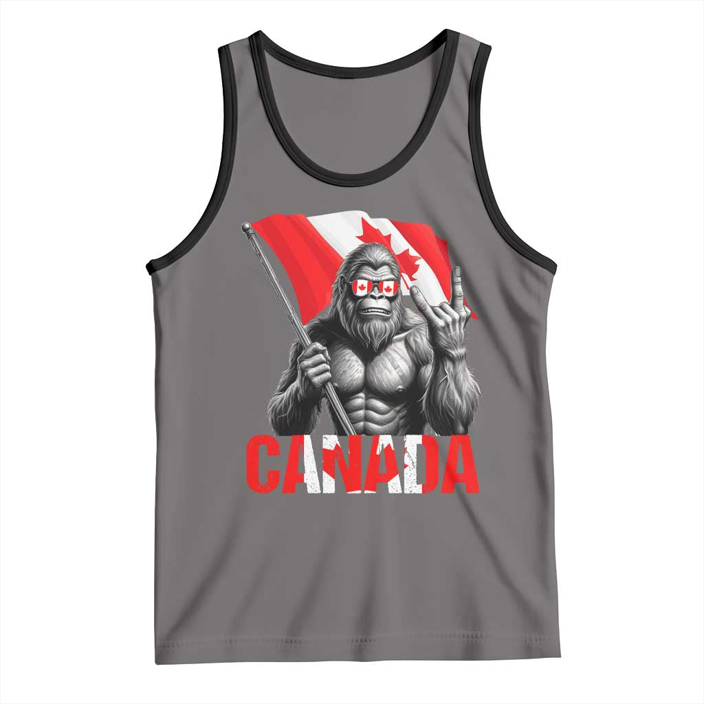 Bigfoot Canada Flag Tank Top Canadian Maple Leaf Patriotic Sasquatch TS10 Deep Heather Black Print Your Wear