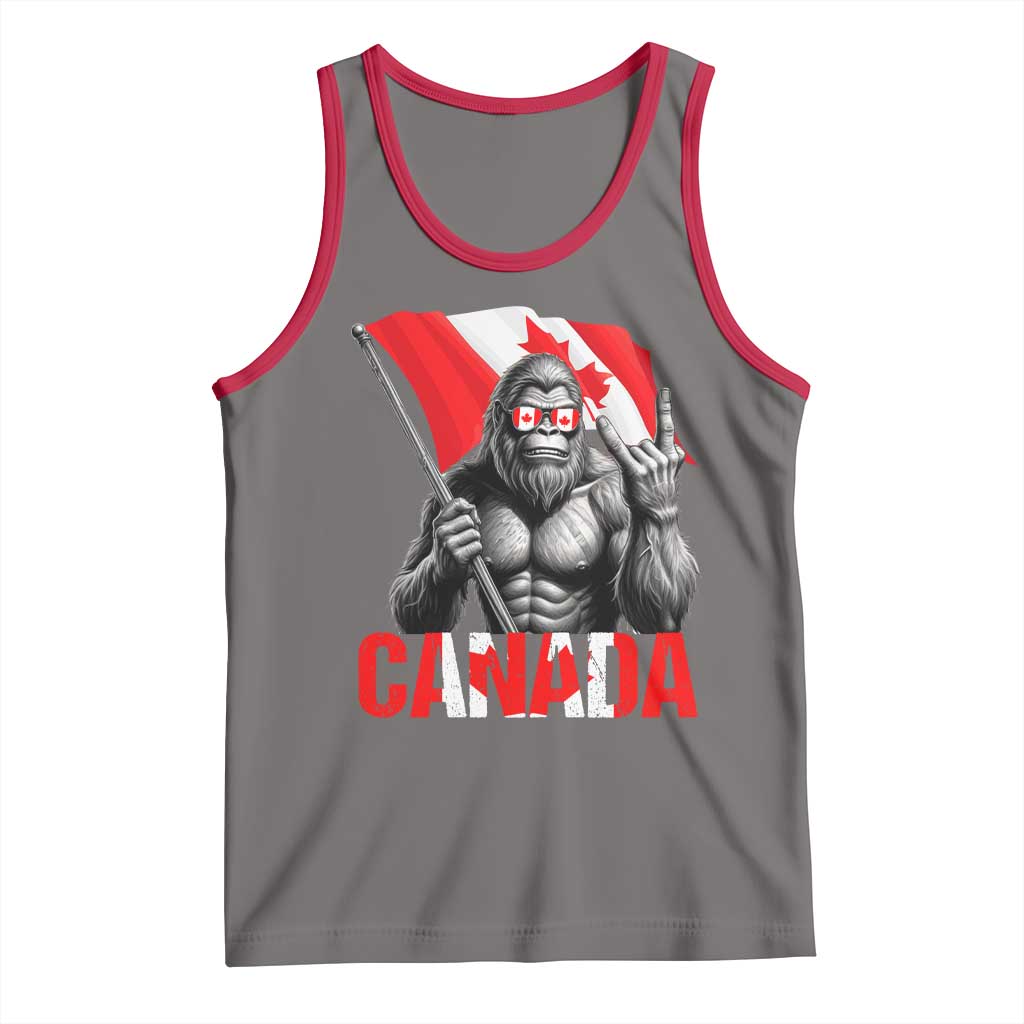 Bigfoot Canada Flag Tank Top Canadian Maple Leaf Patriotic Sasquatch TS10 Deep Heather Red Print Your Wear