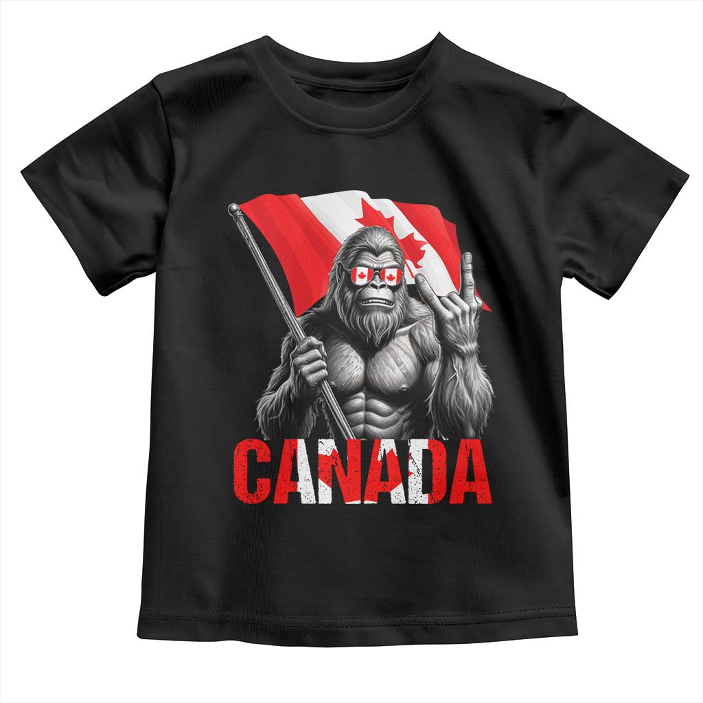 Bigfoot Canada Flag Toddler T Shirt Canadian Maple Leaf Patriotic Sasquatch TS10 Black Print Your Wear
