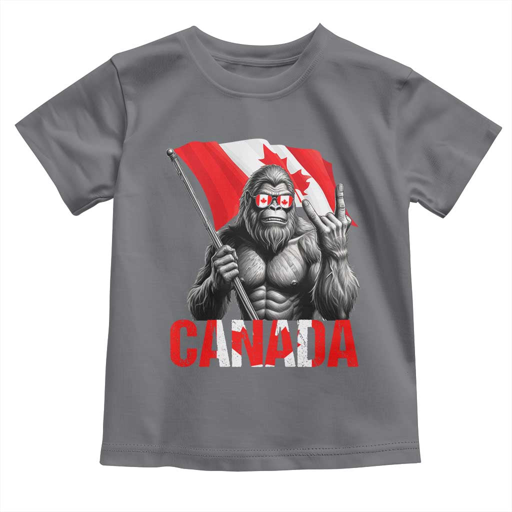 Bigfoot Canada Flag Toddler T Shirt Canadian Maple Leaf Patriotic Sasquatch TS10 Charcoal Print Your Wear