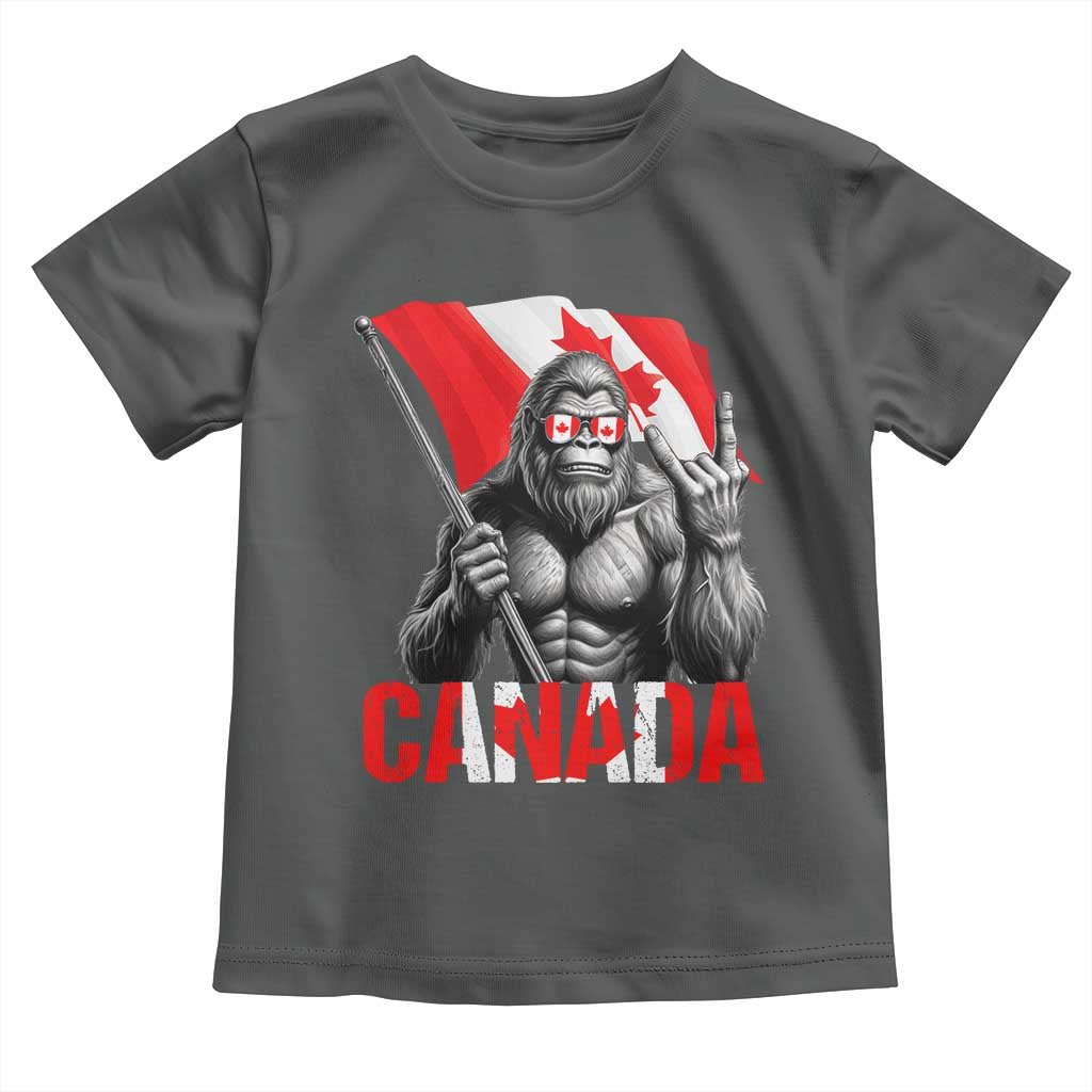 Bigfoot Canada Flag Toddler T Shirt Canadian Maple Leaf Patriotic Sasquatch TS10 Dark Heather Print Your Wear