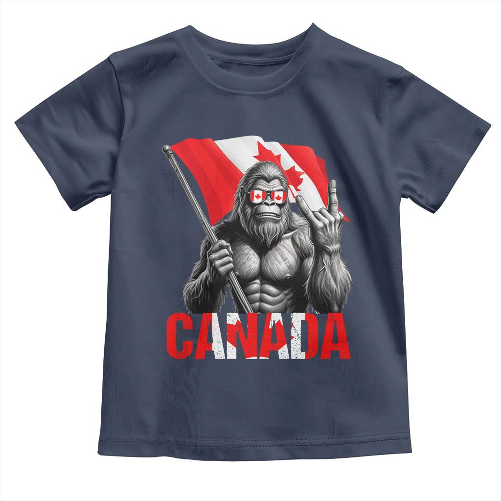 Bigfoot Canada Flag Toddler T Shirt Canadian Maple Leaf Patriotic Sasquatch TS10 Navy Print Your Wear