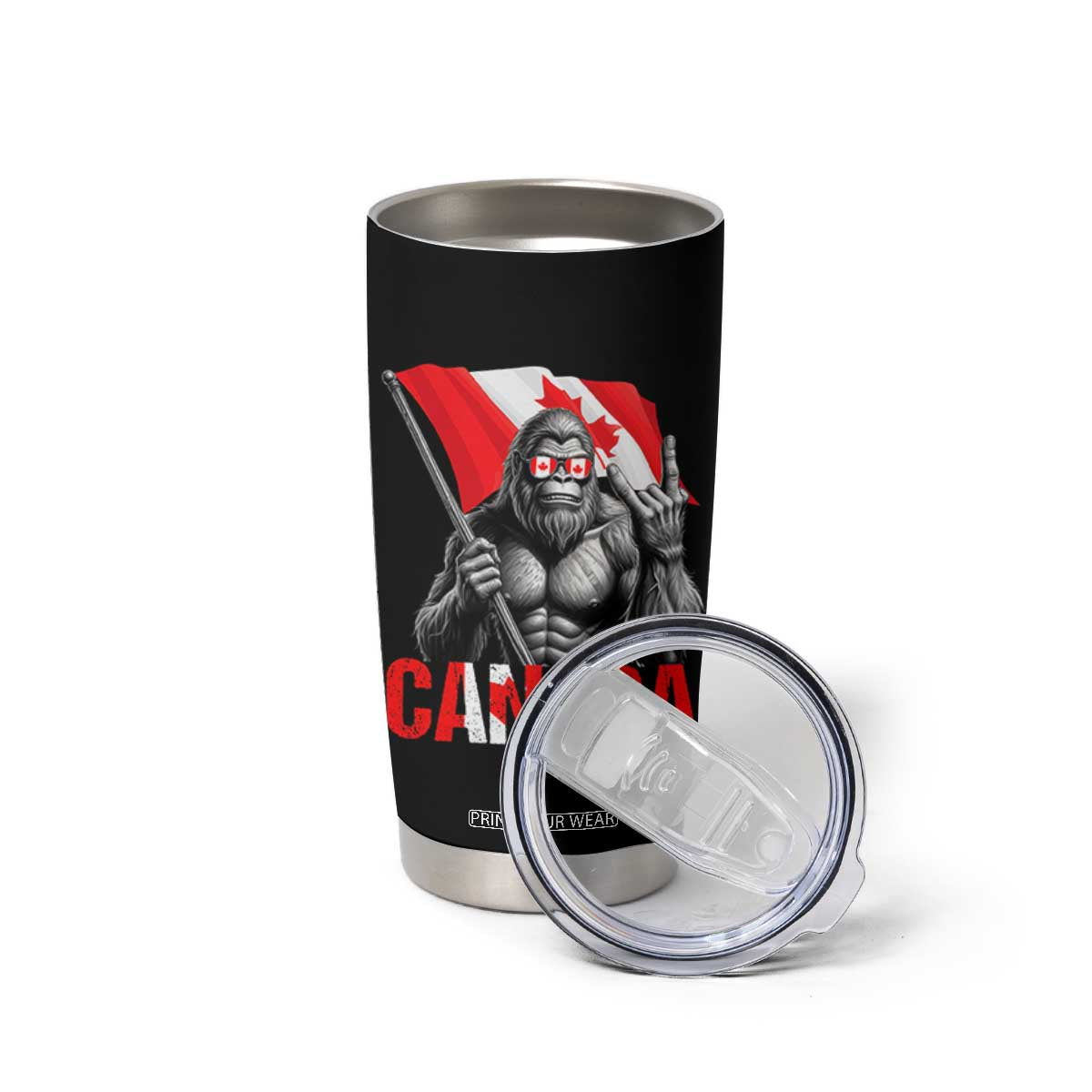 Bigfoot Canada Flag Tumbler Cup Canadian Maple Leaf Patriotic Sasquatch TS10 Print Your Wear