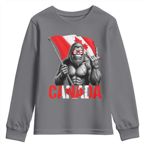 Bigfoot Canada Flag Youth Sweatshirt Canadian Maple Leaf Patriotic Sasquatch TS10 Charcoal Print Your Wear