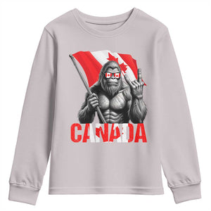 Bigfoot Canada Flag Youth Sweatshirt Canadian Maple Leaf Patriotic Sasquatch TS10 Ice Gray Print Your Wear