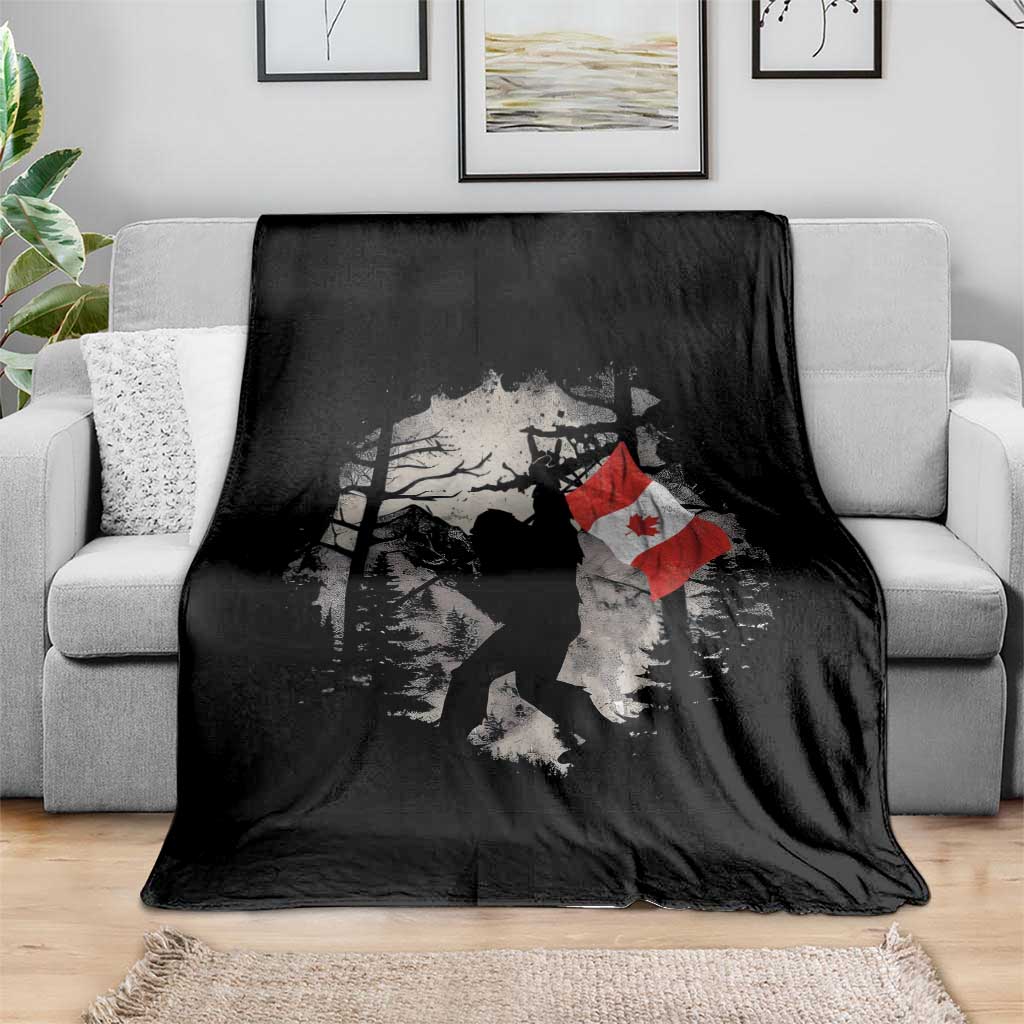 Bigfoot Canada Flag Throw Blanket Retro Sasquatch Forest Rock On TS10 Print Your Wear