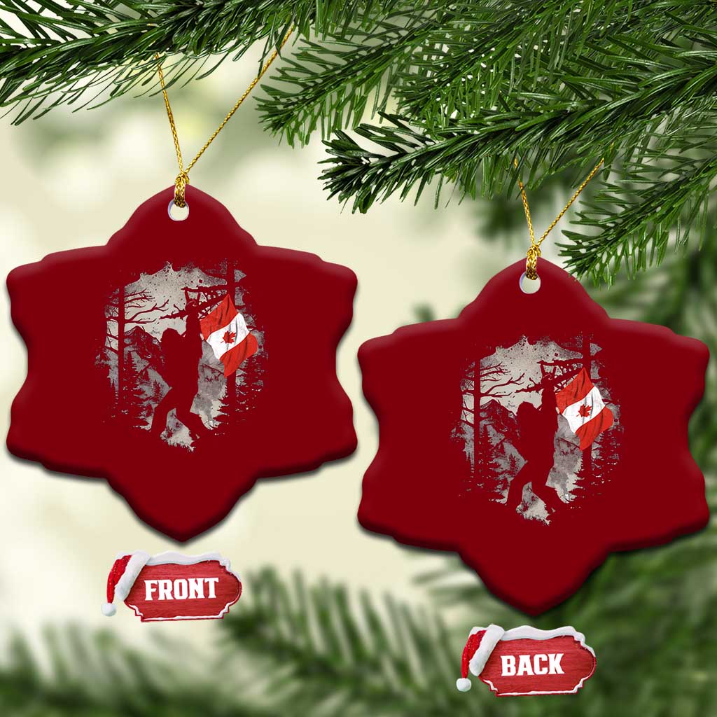 Bigfoot Canada Flag Ceramic Ornament Retro Sasquatch Forest Rock On TS10 Print Your Wear