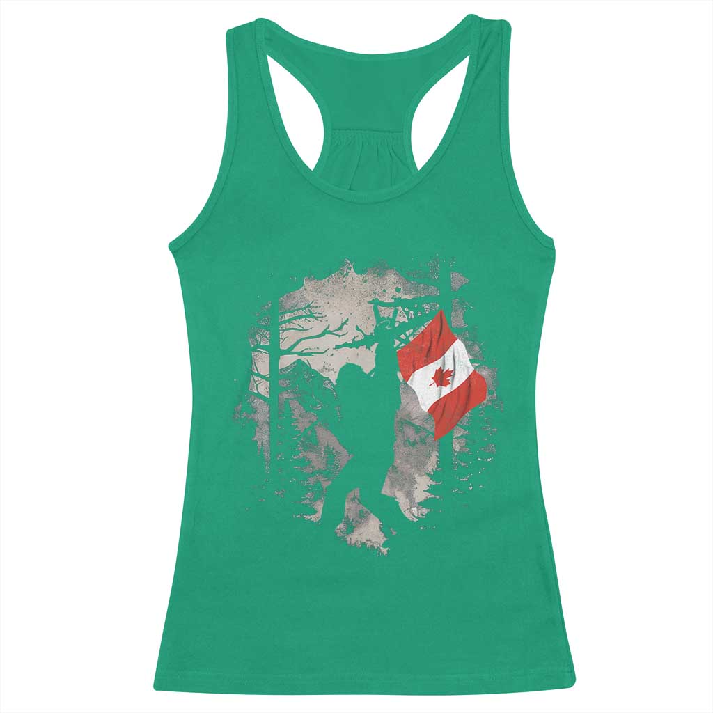 Bigfoot Canada Flag Racerback Tank Top Retro Sasquatch Forest Rock On TS10 Irish Green Print Your Wear