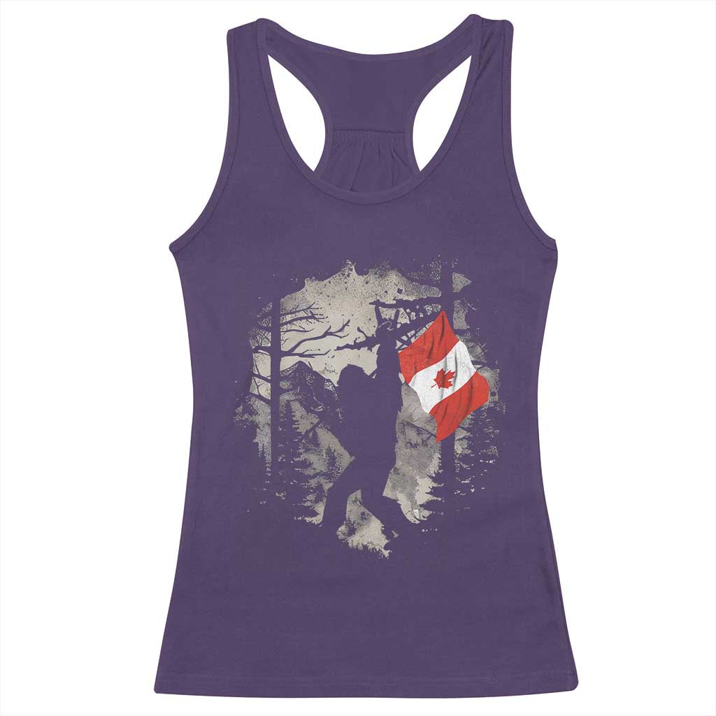 Bigfoot Canada Flag Racerback Tank Top Retro Sasquatch Forest Rock On TS10 Purple Print Your Wear