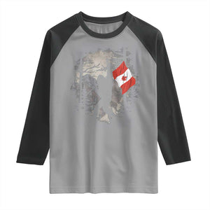 Bigfoot Canada Flag Raglan Shirt Retro Sasquatch Forest Rock On TS10 Sport Gray Black Print Your Wear