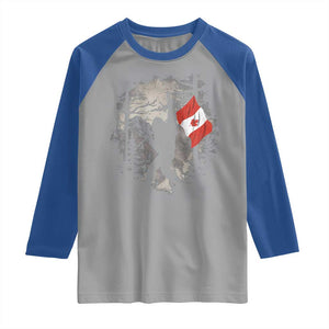 Bigfoot Canada Flag Raglan Shirt Retro Sasquatch Forest Rock On TS10 Sport Gray Royal Print Your Wear