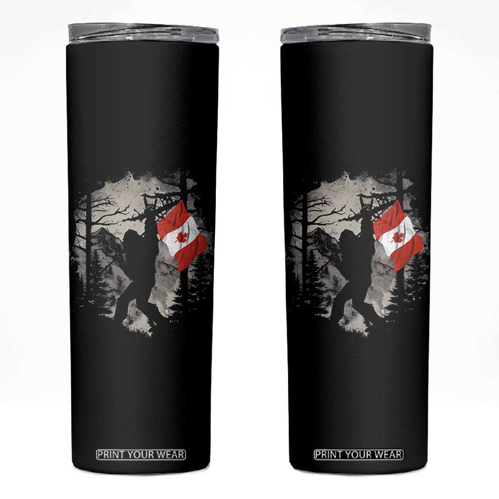 Bigfoot Canada Flag Skinny Tumbler Retro Sasquatch Forest Rock On TS10 Black Print Your Wear