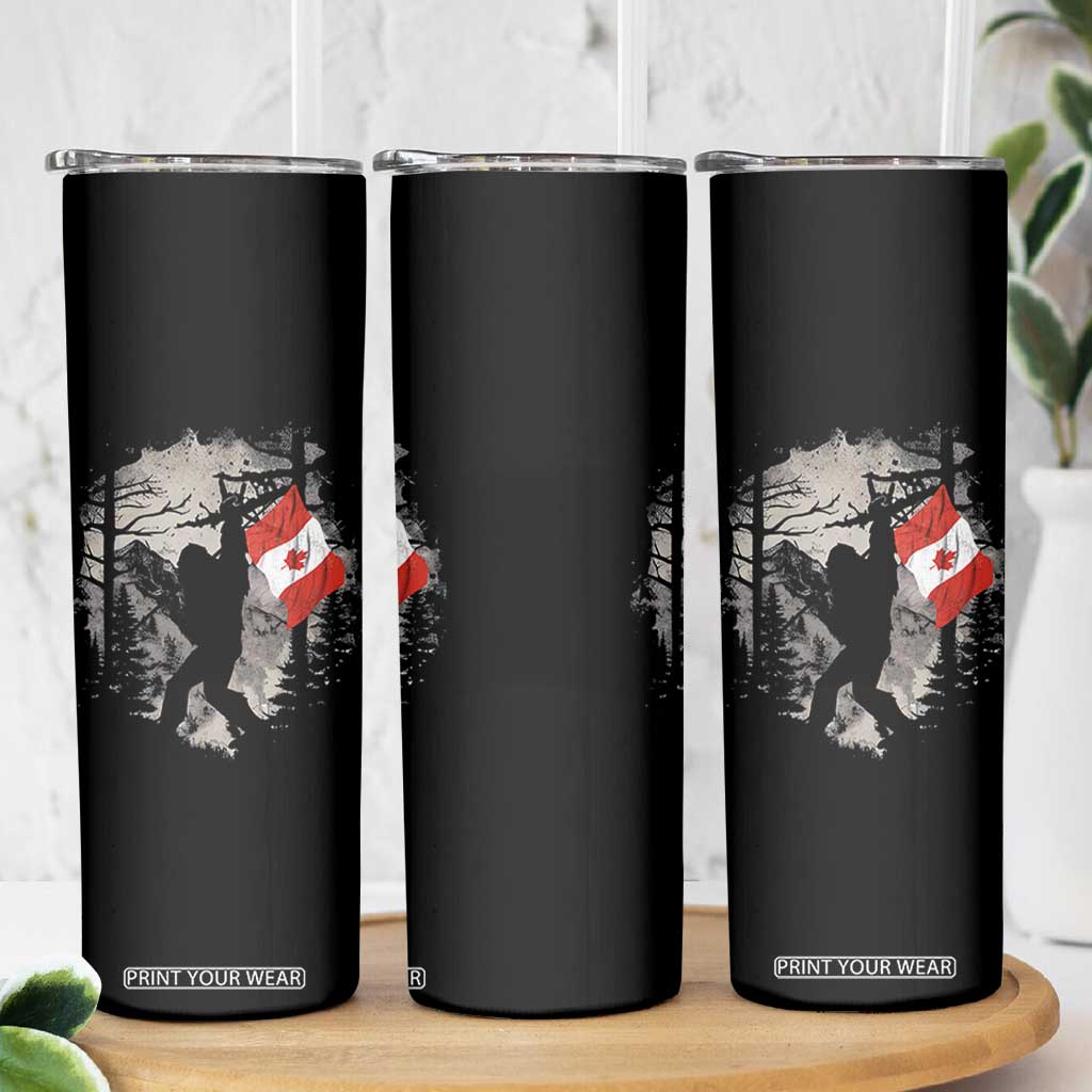 Bigfoot Canada Flag Skinny Tumbler Retro Sasquatch Forest Rock On TS10 Print Your Wear