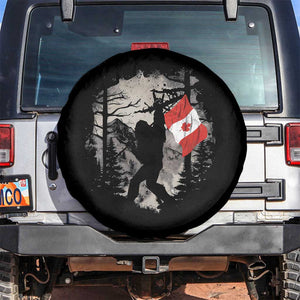 Bigfoot Canada Flag Spare Tire Cover Retro Sasquatch Forest Rock On TS10 No hole Black Print Your Wear