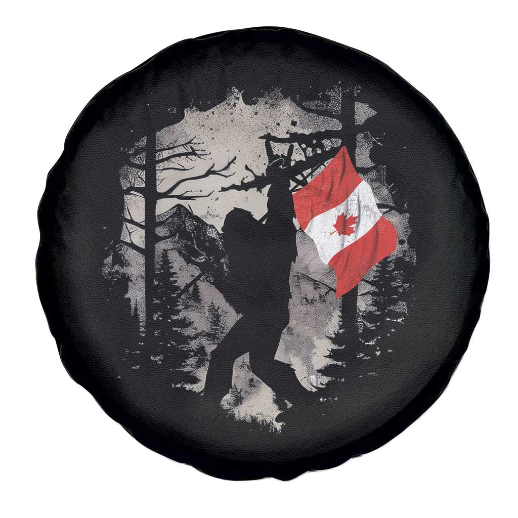 Bigfoot Canada Flag Spare Tire Cover Retro Sasquatch Forest Rock On TS10 Print Your Wear