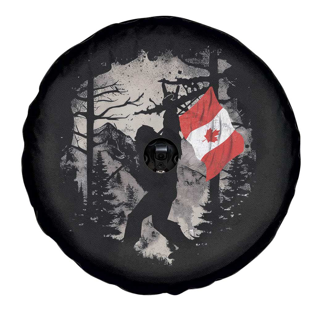 Bigfoot Canada Flag Spare Tire Cover Retro Sasquatch Forest Rock On TS10 Print Your Wear