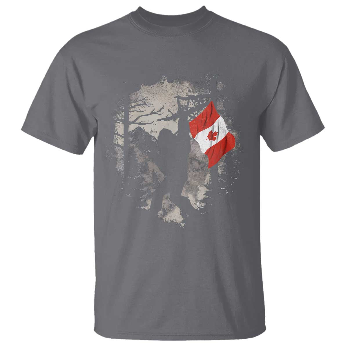 Bigfoot Canada Flag T Shirt Retro Sasquatch Forest Rock On TS10 Charcoal Print Your Wear