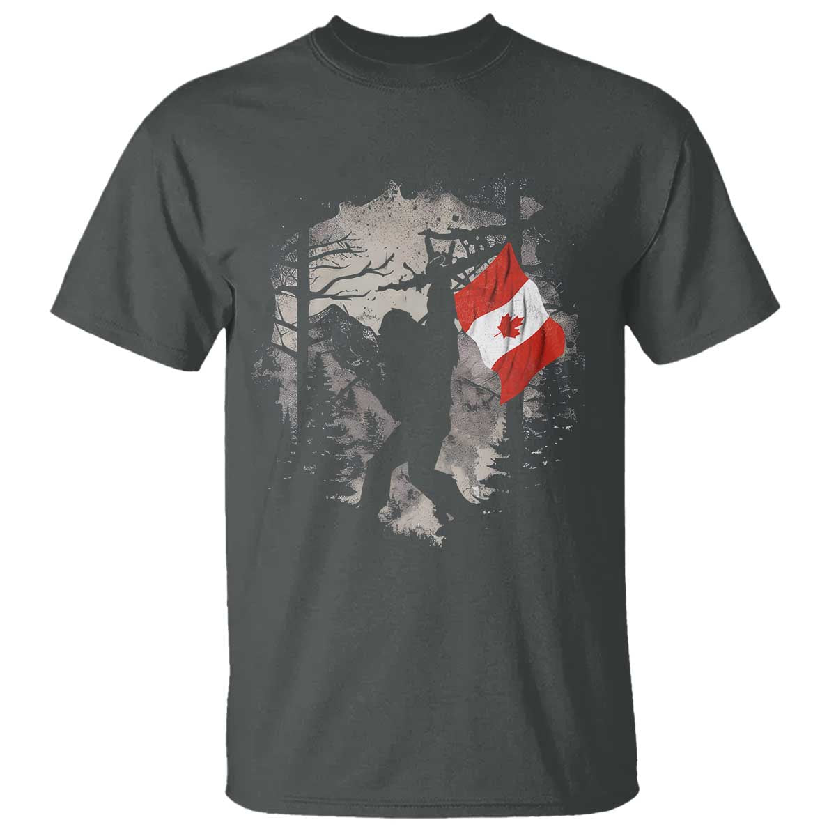 Bigfoot Canada Flag T Shirt Retro Sasquatch Forest Rock On TS10 Dark Heather Print Your Wear