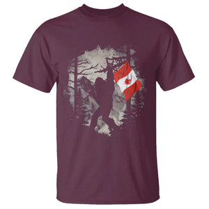 Bigfoot Canada Flag T Shirt Retro Sasquatch Forest Rock On TS10 Maroon Print Your Wear