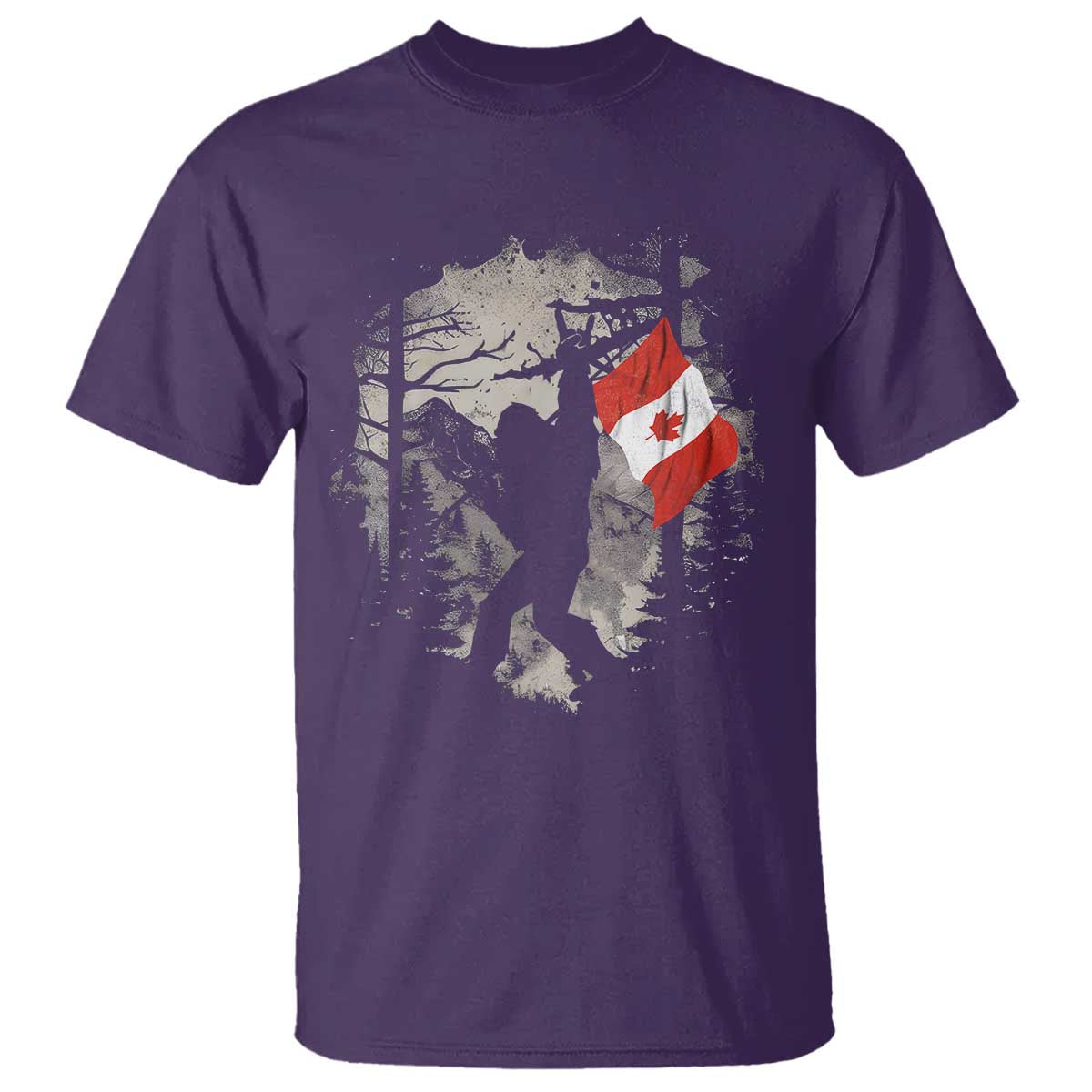 Bigfoot Canada Flag T Shirt Retro Sasquatch Forest Rock On TS10 Purple Print Your Wear
