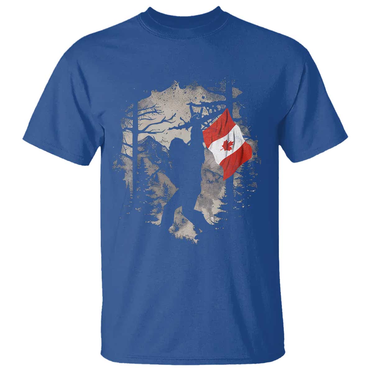 Bigfoot Canada Flag T Shirt Retro Sasquatch Forest Rock On TS10 Royal Blue Print Your Wear