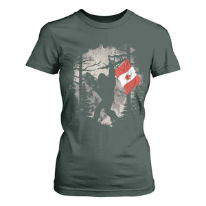 Bigfoot Canada Flag T Shirt For Women Retro Sasquatch Forest Rock On TS10 Dark Forest Green Print Your Wear