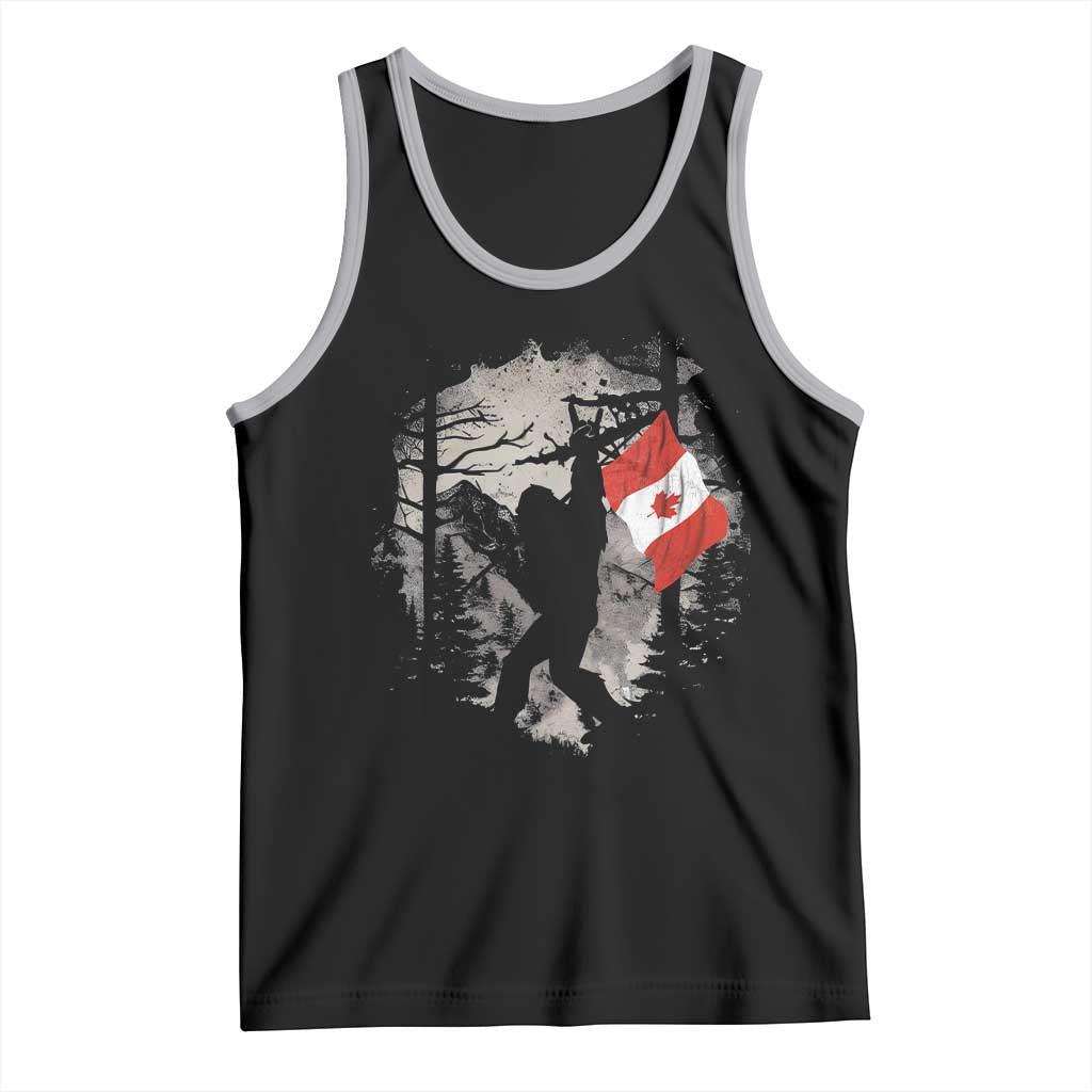 Bigfoot Canada Flag Tank Top Retro Sasquatch Forest Rock On TS10 Black Athletic Heather Print Your Wear