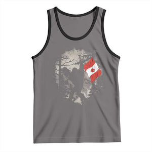 Bigfoot Canada Flag Tank Top Retro Sasquatch Forest Rock On TS10 Deep Heather Black Print Your Wear
