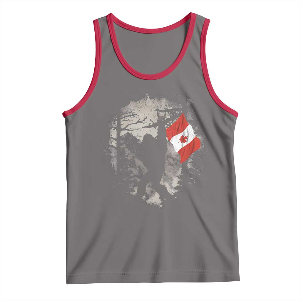 Bigfoot Canada Flag Tank Top Retro Sasquatch Forest Rock On TS10 Deep Heather Red Print Your Wear