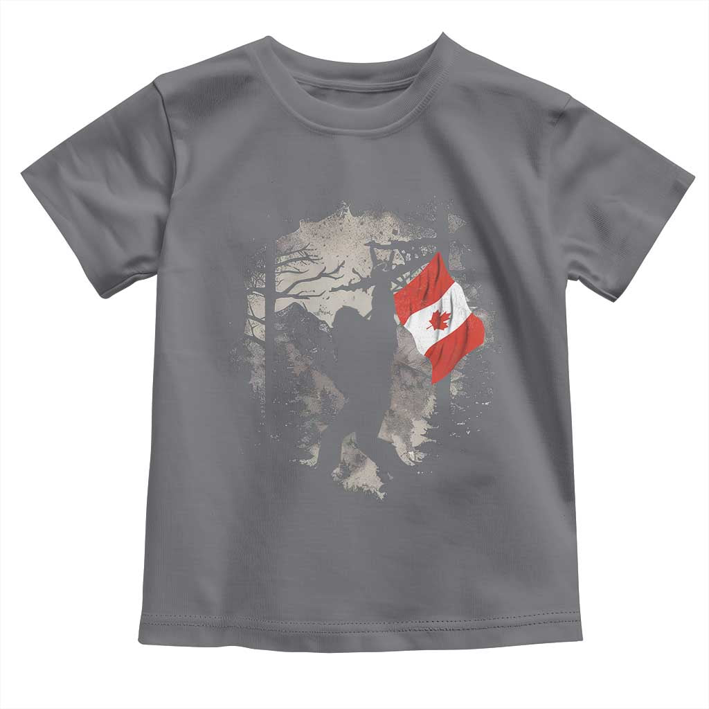 Bigfoot Canada Flag Toddler T Shirt Retro Sasquatch Forest Rock On TS10 Charcoal Print Your Wear