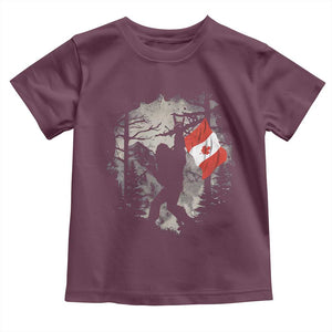 Bigfoot Canada Flag Toddler T Shirt Retro Sasquatch Forest Rock On TS10 Maroon Print Your Wear