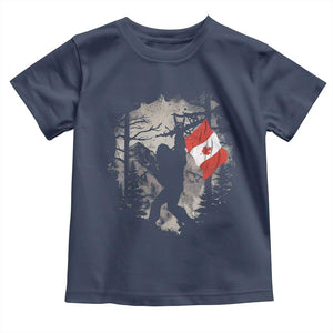 Bigfoot Canada Flag Toddler T Shirt Retro Sasquatch Forest Rock On TS10 Navy Print Your Wear
