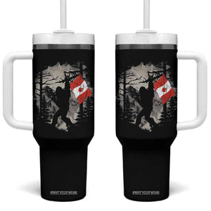 Bigfoot Canada Flag Tumbler With Handle Retro Sasquatch Forest Rock On TS10 One Size: 40 oz Black Print Your Wear