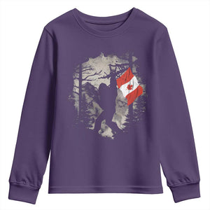 Bigfoot Canada Flag Youth Sweatshirt Retro Sasquatch Forest Rock On TS10 Purple Print Your Wear