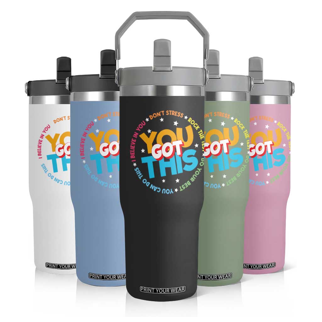 Test Day Teacher Flip Straw Tumbler Rock The Test Dont Stress Just Do Your Best TS10 Print Your Wear