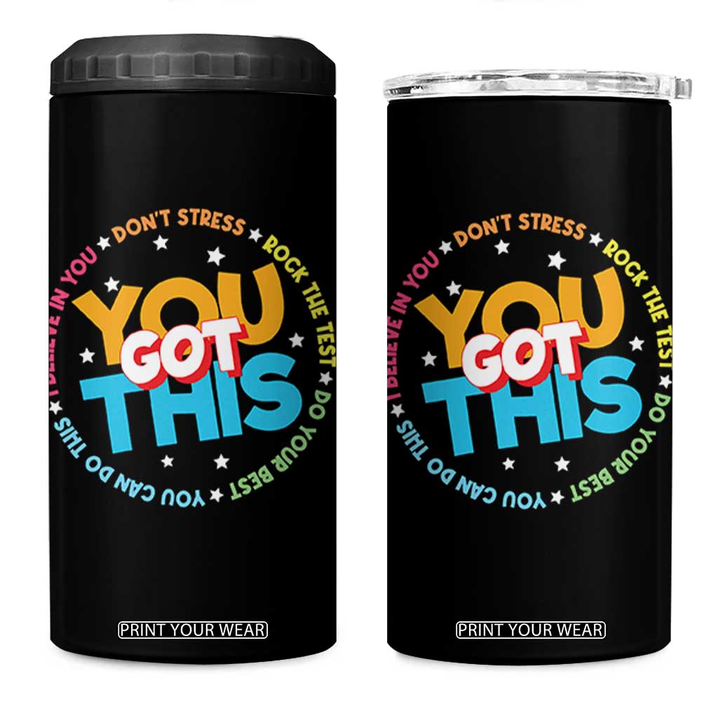 Test Day Teacher 4 in 1 Can Cooler Tumbler Rock The Test Dont Stress Just Do Your Best TS10 One Size: 16 oz Black Print Your Wear