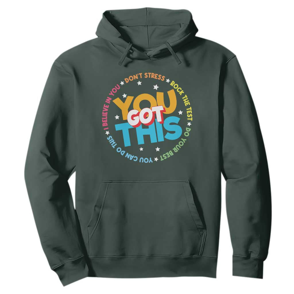 Test Day Teacher Hoodie Rock The Test Dont Stress Just Do Your Best TS10 Dark Forest Green Print Your Wear