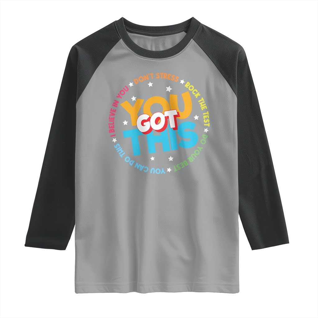 Test Day Teacher Raglan Shirt Rock The Test Dont Stress Just Do Your Best TS10 Sport Gray Black Print Your Wear