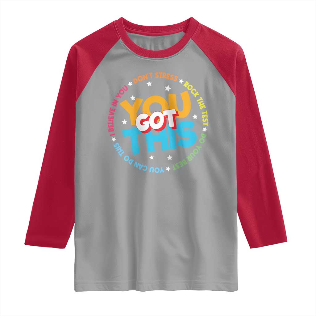 Test Day Teacher Raglan Shirt Rock The Test Dont Stress Just Do Your Best TS10 Sport Gray Red Print Your Wear