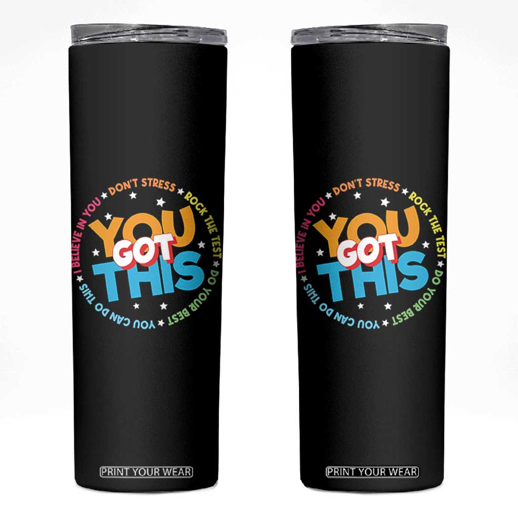 Test Day Teacher Skinny Tumbler Rock The Test Dont Stress Just Do Your Best TS10 Black Print Your Wear