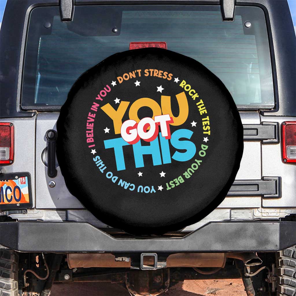 Test Day Teacher Spare Tire Cover Rock The Test Dont Stress Just Do Your Best TS10 No hole Black Print Your Wear