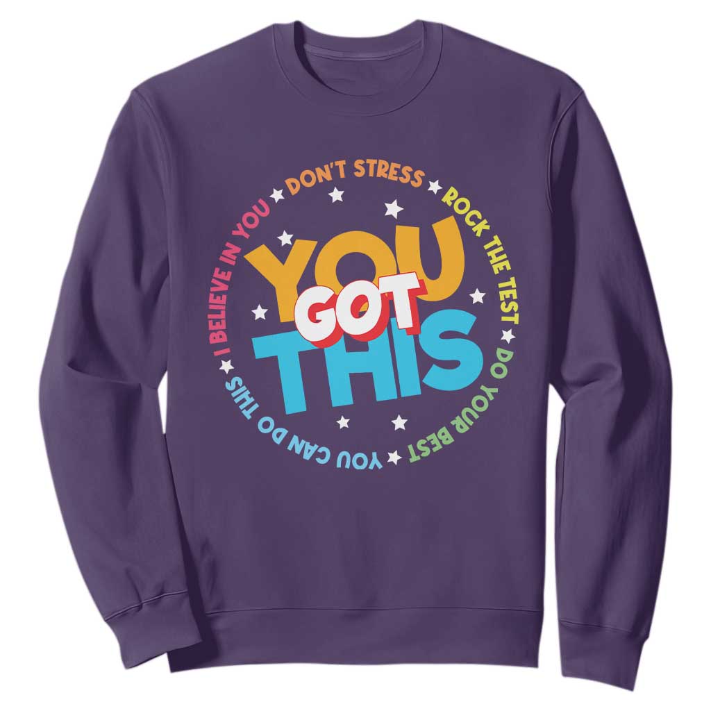 Test Day Teacher Sweatshirt Rock The Test Dont Stress Just Do Your Best TS10 Purple Print Your Wear