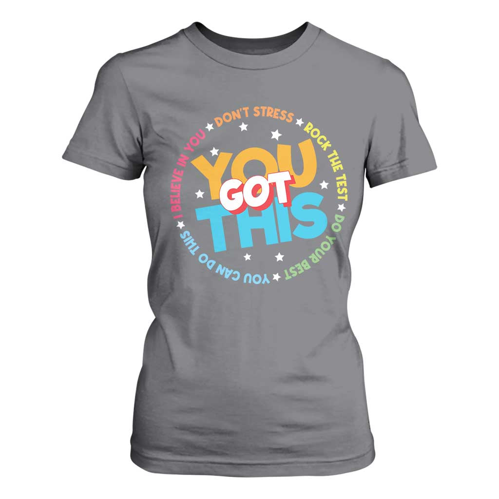 Test Day Teacher T Shirt For Women Rock The Test Dont Stress Just Do Your Best TS10 Charcoal Print Your Wear