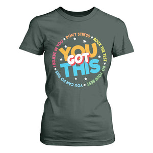 Test Day Teacher T Shirt For Women Rock The Test Dont Stress Just Do Your Best TS10 Dark Forest Green Print Your Wear