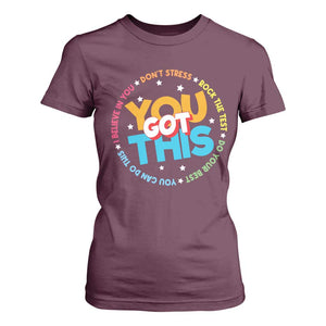 Test Day Teacher T Shirt For Women Rock The Test Dont Stress Just Do Your Best TS10 Maroon Print Your Wear