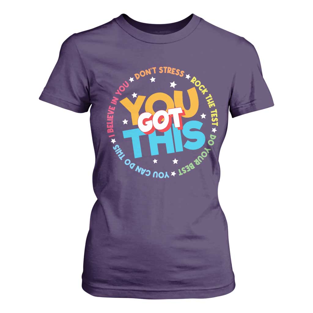 Test Day Teacher T Shirt For Women Rock The Test Dont Stress Just Do Your Best TS10 Purple Print Your Wear