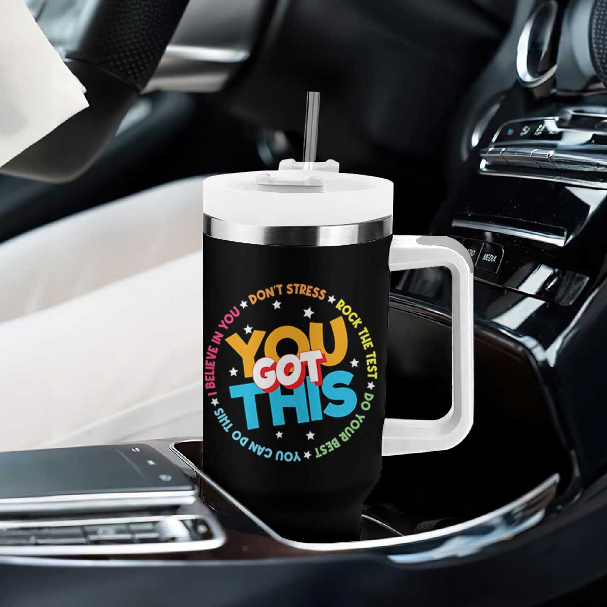 Test Day Teacher Tumbler With Handle Rock The Test Dont Stress Just Do Your Best TS10 Print Your Wear