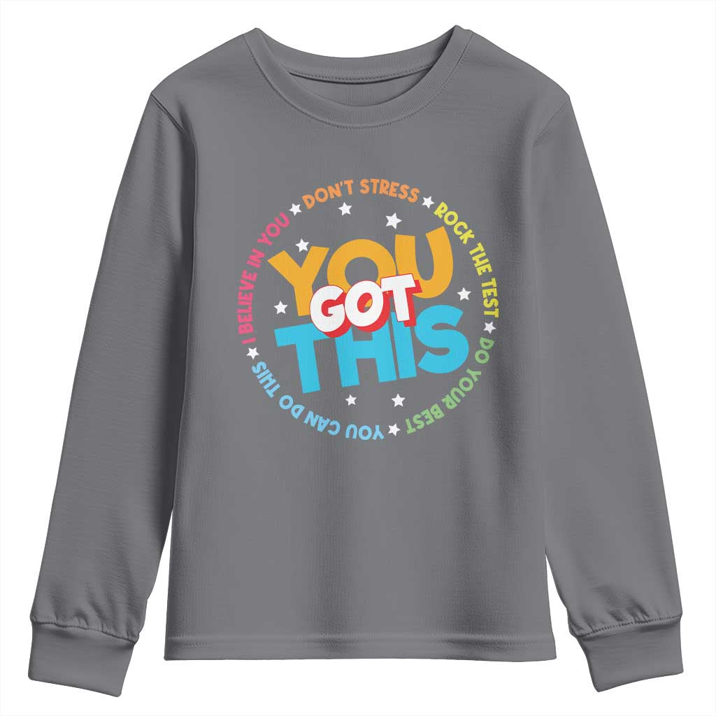 Test Day Teacher Youth Sweatshirt Rock The Test Dont Stress Just Do Your Best TS10 Charcoal Print Your Wear