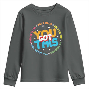 Test Day Teacher Youth Sweatshirt Rock The Test Dont Stress Just Do Your Best TS10 Dark Heather Print Your Wear