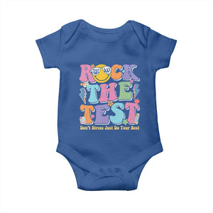Teacher Test Day Baby Onesie Rock The Test Dont Stress Just Do Your Best Cute Groovy TS10 Royal Blue Print Your Wear